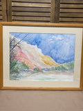 Colorful Valley Watercolor by Local Artist, Ginger Olensen; Signed