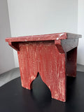 Brownish Red Crackle Painted Wooden Step Stool