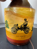 Hand Painted Vintage Stoneware Jug 3-Way Lamp (WORKS)