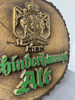 (B) German Vintage Schinderhannes Alt Plastic Wood Slab 3-D Bar Sign