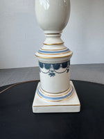 Blue & White Ceramic Candlestick Table Lamp (WORKS)