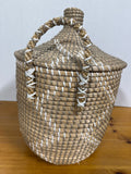Senegalese-Style Coiled Seagrass Basket With Lid