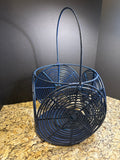 Artex Artisanal Blue Wire/Rattan Candle Lantern