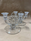 Pair Of Westmoreland Thousand Eye Glass Candle Stick Holders