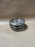 3 Piece Leonard Silverplate Rim Italian Crystal Starburst Coasters
