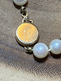 Pearl Necklace with 14K Gold Clasp (Letter J Engraved)