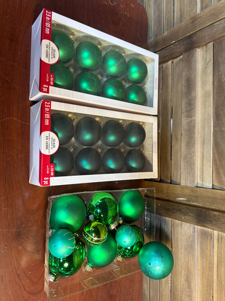 Glass Ornament Lot w/Ornament Storage Tub