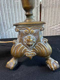 Pair of French Art Nouveau Heavyweight Brass 2-Way Lamps (WORKS)