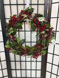 A-18” Grapevine and Holly Wreath (Two Available, Listed Separately)