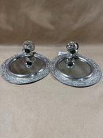 Pair Of Round Silver Wall Candle Sconces