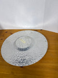 Round Hammered Floral Aluminum Tray With Handles