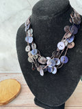 Purple Multi-Strand Abalone Shell Button Necklace