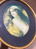 Vintage Style Print Of Woman In Oval Gold Frame
