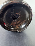 Asian Cranes Black Lacquer Wooden Vase