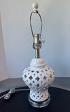 White Open Lace Ceramic Urn Lamp (WORKS)