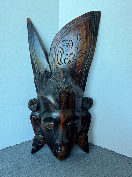 (E) Vintage Hand Carved Wooden Balinese God Mask