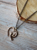 Rose Gold Tone Heart & Dove Pendant Necklace