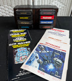 Lot of 8 Assorted Atari 2600 & 7800 Games with Manuals in 8-Cartridge Musicmate Modular Storage Rack (A)
