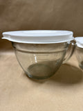 Pampered Chef Clear Glass Measuring Mixing Bowls With Lids - Pair