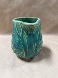 (F) Green McCoy Lotus Flower Pottery Pitcher