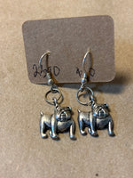 Silver Tone Bulldog Earrings