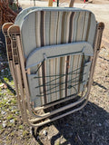 Pair of Blue & Brown Striped Folding Lawn Chairs