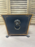 Metal Tole Lion Handle/Footed Planter