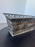 Embossed Metal Planter Box with Filigree Edge