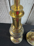 Pair of Large Heavyweight Brass Plated Lamps (WORKS)