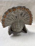 Blue And Orange Wicker Style Resin Turkey