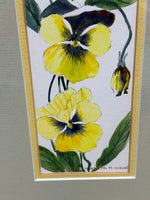 Roberta Hogan Yellow Pansies Watercolor; Signed