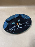 Handpainted Oval Cat Plate - Makers Stamp