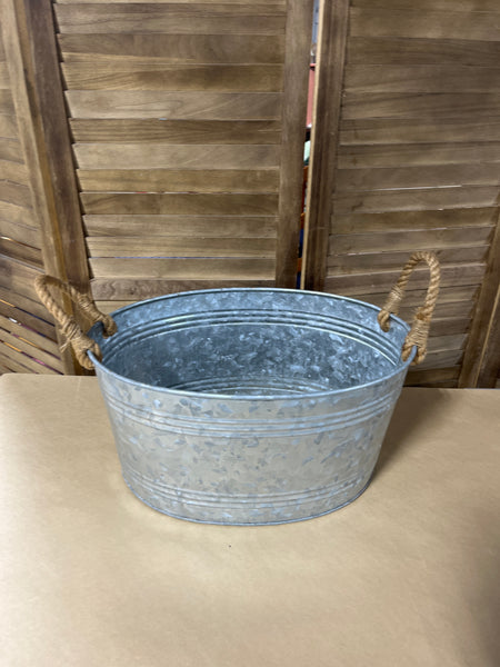 Decorative Metal Bucket with Rope Handles