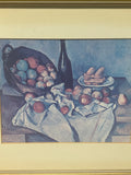 Still Life of Apples, Wine & Bread; Signed