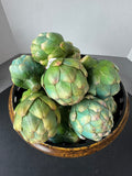 Oriental Accent Vintage Lattice Pedestal Bowl with Artificial Artichokes