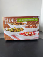 Over and Back Sides 4-Piece White Porcelain Bowls in Box