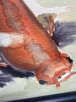 Small Framed Watercolor of Coy Fish