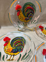 Set Of 4 Hand Painted Rooster Plates