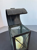 Black Metal & Glass Lantern with Flameless Candle (WORKS)