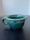 Large Green & Blue Drip Glazed Pottery Coffee or Soup Mug