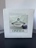 Sealed Oneida Jefferson Silver Plate Covered Footed Casserole with Glass Liner in Box