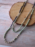 Bohemian Ann Taylor Loft Long Shades of Blue Beaded Necklace