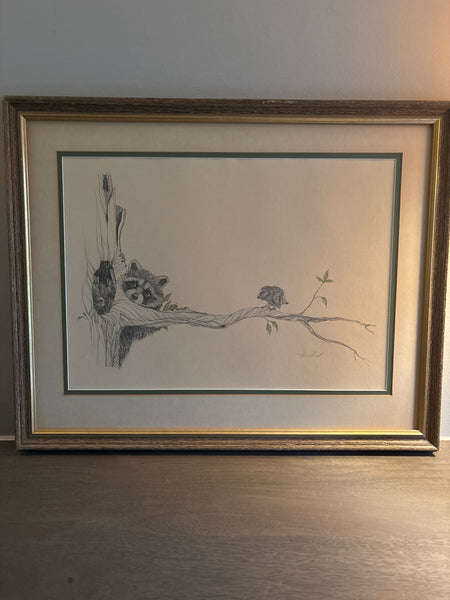 Raccoon & Owls Print by Peter Parnell; Signed & Numbered (217/1500)