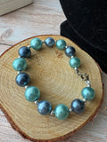 Faux Blue Pearl Vintage Necklace & Bracelet Set