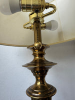 Heavyweight Vintage Brass Dual Bulb 3-Way Table Lamp (WORKS)