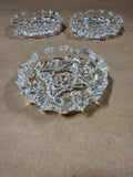 Set Of 3 Clear Glass Ashtrays
