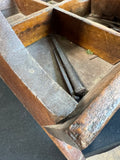 Primitive Large Vintage Wooden Carpenter’s Tool Caddy with Some Tools & Nails
