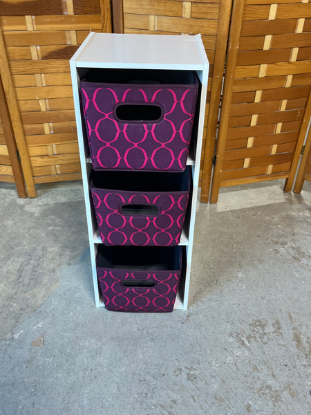 White Particle Board Shelf with Canvas Baskets