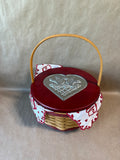 “Be My Valentine” Longaberger Basket With Liner And Doves On Lid - Comes With Box