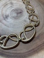 Gold Tone Rope Design Necklace & Bracelet Set
